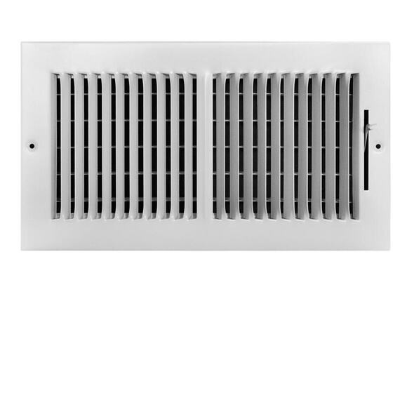 12 in. x 6 in. HD 2-Way Steel Adjustable Wall or Ceiling Register Vent, White - Picture 1 of 7